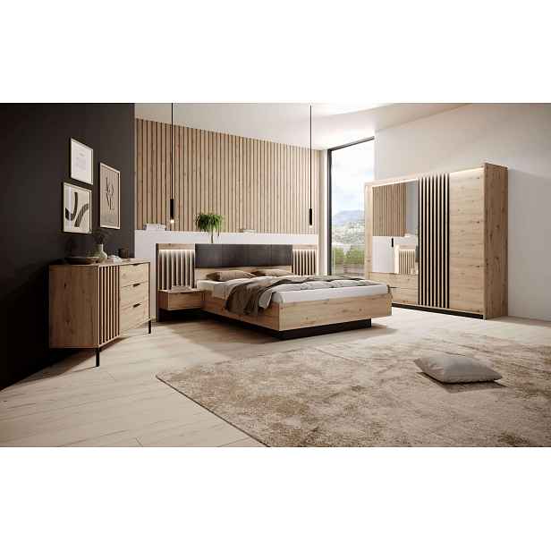 Sestava do ložnice s postelí 160x200 REFORM - dub artisan / antracitová