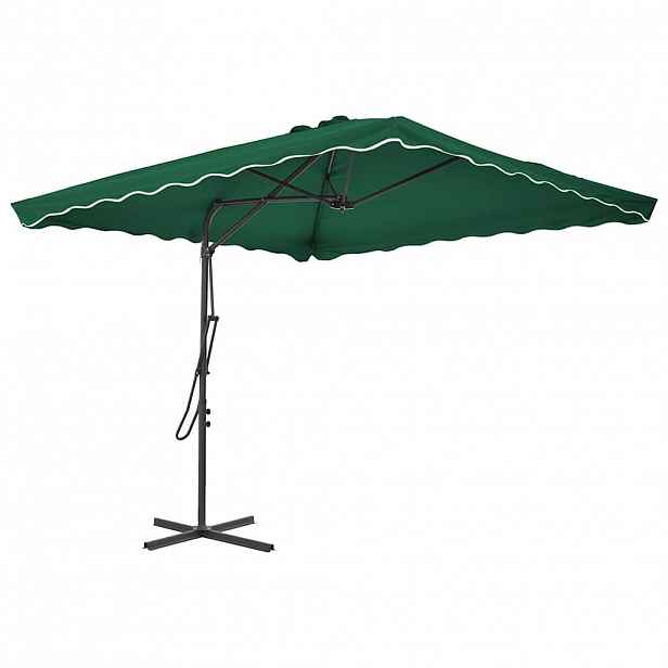 vidaXL Zahradní slunečník s ocelovou tyčí 250 x 250 cm zelený