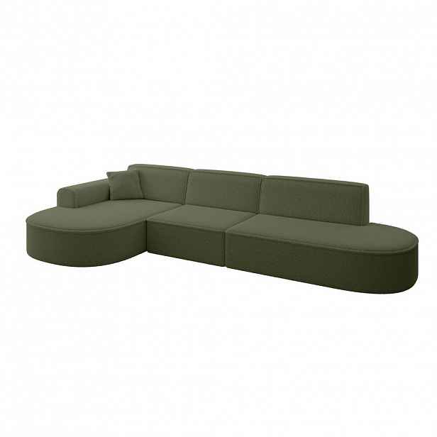 ALTDECOR ROHOVÁ SEDACÍ SOUPRAVA s otomanem vlevo MARI-L2 – 328 x 171 x 79 cm, zelená buklé
