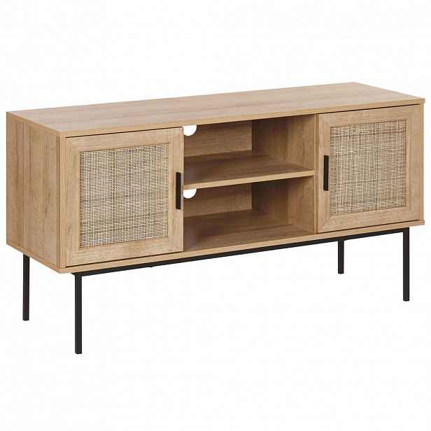 Beliani TV STOLEK Světle hnědý, Černý PASCO 39/120/63 cm