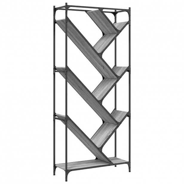 vidaXL Knihovna šedá sonoma 79 x 30 x 180 cm kompozitní dřevo a kov