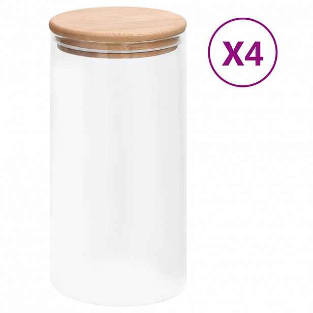 vidaXL Skleněné dózy s bambusovým víčkem 4 ks 1200 ml