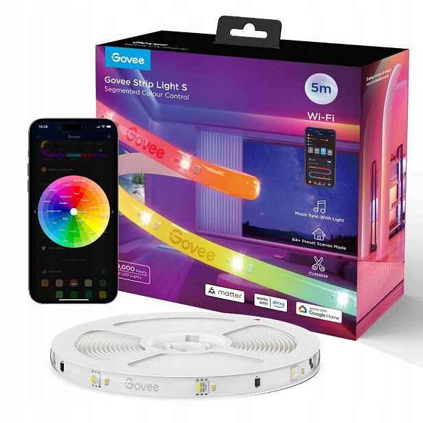 Govee WiFi Rgbicw Smart Pro Led pásek 5m Matter extra odolný