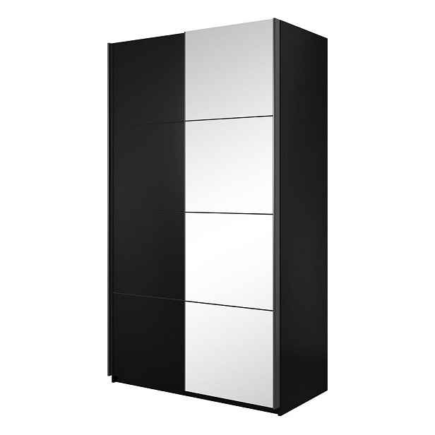 MASSENO ŠATNÍ SKŘÍŇ S POSUVNÝMI DVEŘMI BETTINA, 120/210/61 cm 2dveřová se zrcadlem, černá
