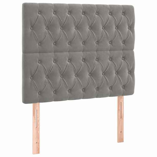 vidaXL Čelo postele světle šedé 90x7x118/128 cm sametové