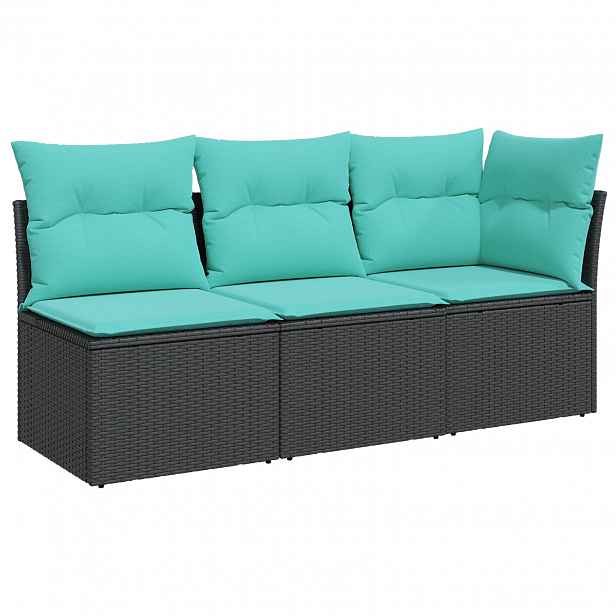 vidaXL Zahradní sofa s polštářem Černá 172 x 62 x 69 cm Poly ratan
