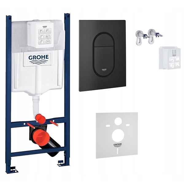 Kompletní podomítkový Wc set – rám Grohe tlačítko černá matná barva