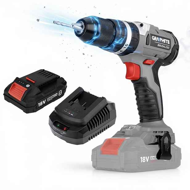 Graphite Aku Vrtačka Akumulátor 2AH Bezkartáčový Příklep Energy+ 18V