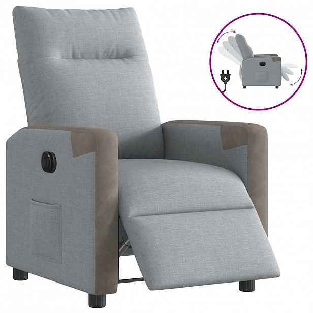 vidaXL Elektrické polohovací křeslo světle šedé textil