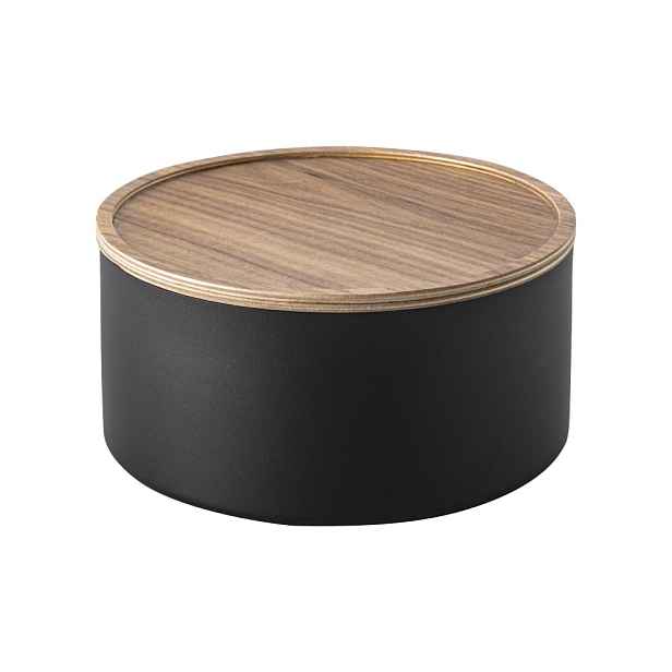 Černý kovový úložný box s víkem ø 22x11 cm Rin – YAMAZAKI