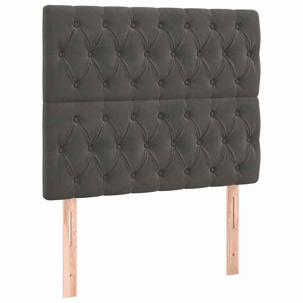 vidaXL Čelo postele tmavě šedé 90x7x118/128 cm sametové