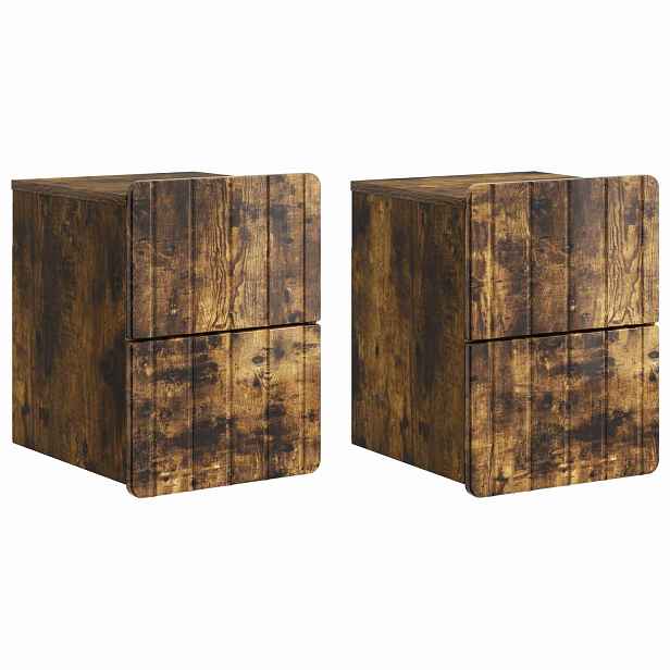 vidaXL Nástěnný noční stolek 2 ks Kouřový dub 33 x 34,5 x 43 cm