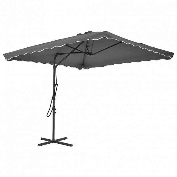 vidaXL Zahradní slunečník s ocelovou tyčí 250 x 250 cm antracitový