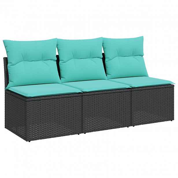 vidaXL Zahradní sofa s polštářem Černá 165 x 62 x 69 cm Poly ratan