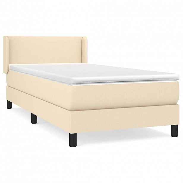 vidaXL Box spring postel s matrací krémová 80 x 200 cm textil