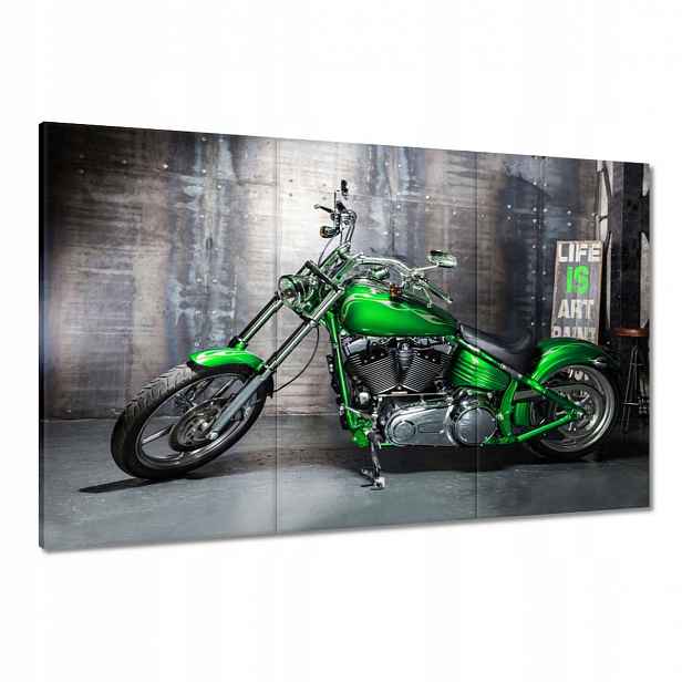 Obrazy 120x80 Zelený chopper Motocykl