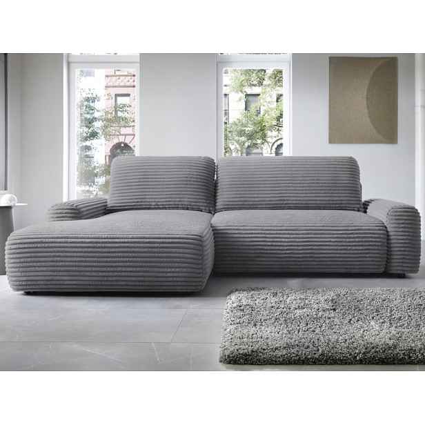 Rohová sedačka Cord, dýmově šedá strukturovaná látka, levý roh