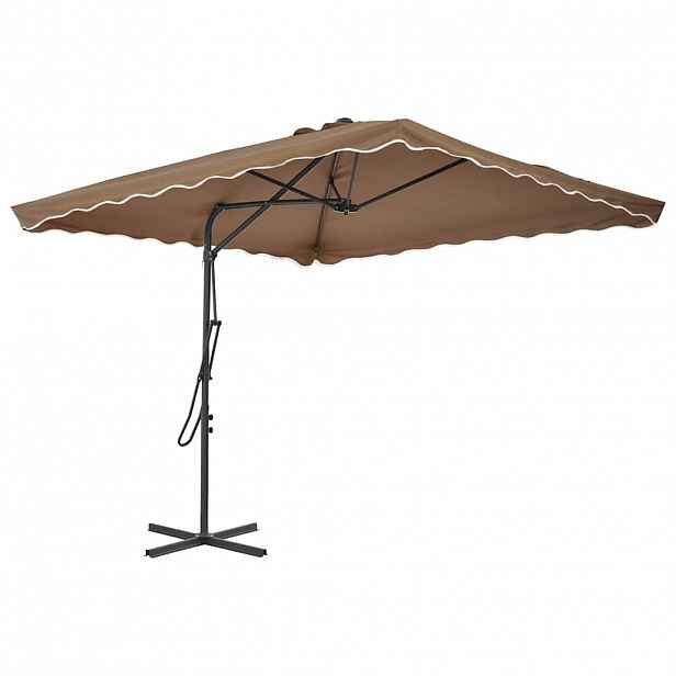 vidaXL Zahradní slunečník s ocelovou tyčí 250 x 250 cm taupe