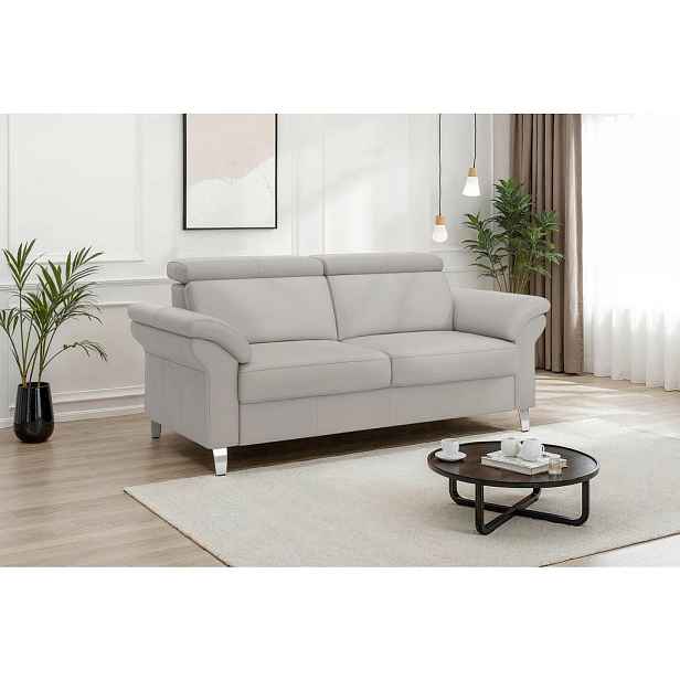 Sit & More TŘÍMÍSTNÁ POHOVKA, světle šedá, pravá kůže