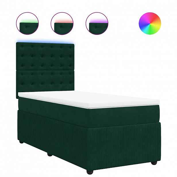 vidaXL Box spring postel s matrací tmavě zelená 100x200 cm samet