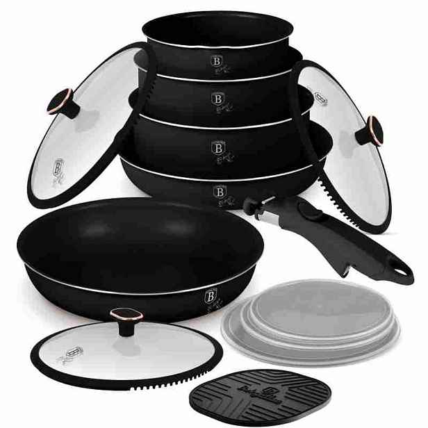 BERLINGERHAUS Sada nádobí s titanovým povrchem 13 ks Black Rose Collection BH-8419