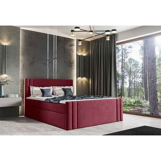 Boxspringová postel CELESTA - 120x200, červená + topper ZDARMA
