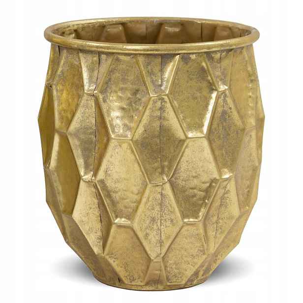 Květináč Obal Na Květináč Zlatý 24x20 cm Kovový Retro Postarzana Zdobený Květináč 25