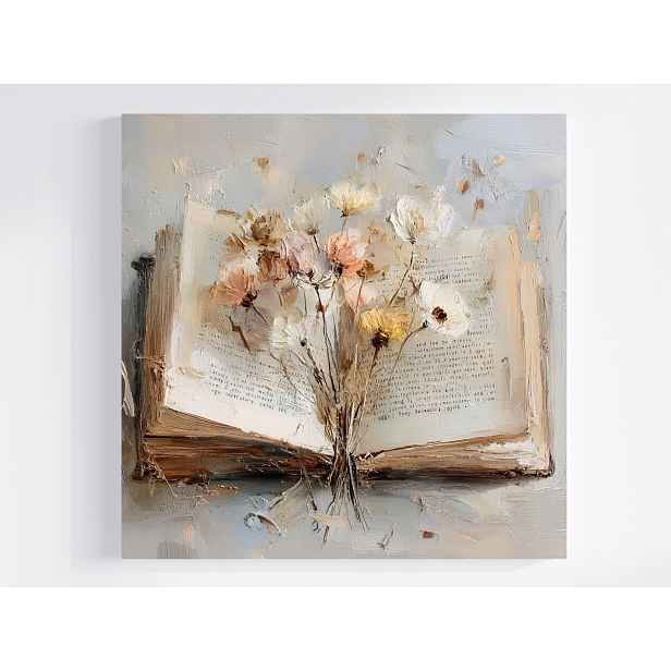 Obraz Na Plátně Canvas Dekorace Abstrakce Kniha Sušičky Květiny 50x50