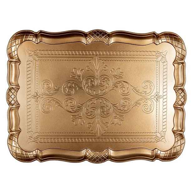 Zlatý antik obdélníkový servírovací podnos Ornament - 40*30 cm Clayre & Eef