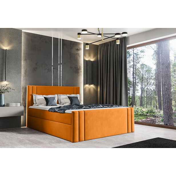 Boxspringová postel CELESTA - 120x200, žlutá + topper ZDARMA