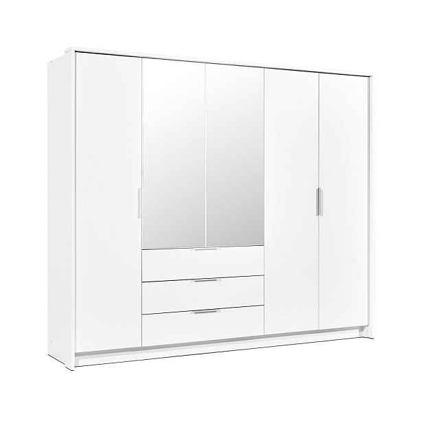 MASSENO ŠATNÍ SKŘÍŇ S OTOČNÝMI DVEŘMI RAMMUS, 255/217/65 cm 5dveřová se zrcadlem, bílá