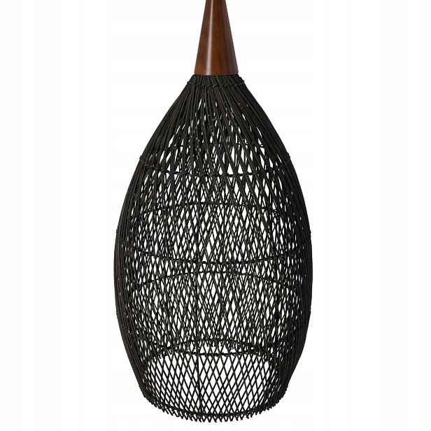 Rustikální závěsná ratanová lampa 35 cm (černá)