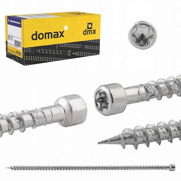 Tesařské Vruty Válcová Hlava 6x240 Plný Závit 100 Ks Domax Cpw Stříbrné