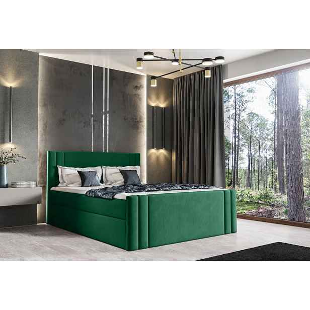 Boxspringová postel CELESTA - 120x200, zelená + topper ZDARMA