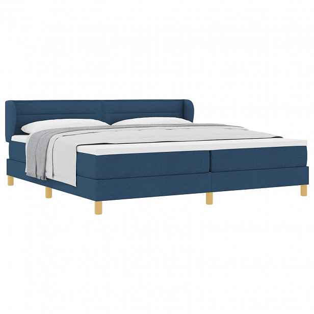 vidaXL Postel s boxspringem s matrací s čelo Modrá 200 x 200 cm textil