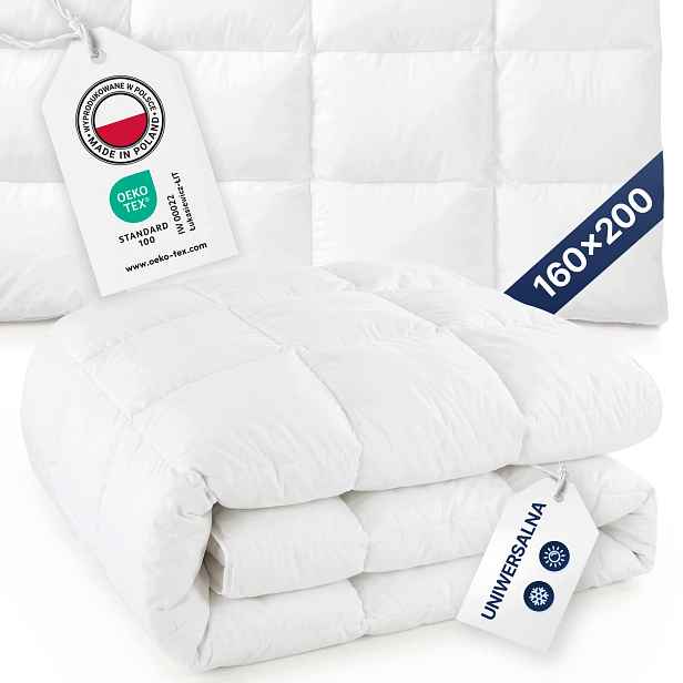Celoroční Přikrývka Péřová Amw Puch Směs Bavlna 1500g 160x200 Bílá
