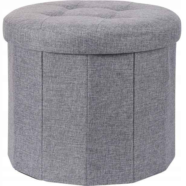 Pouf s prošívaným sedlem Ottoman, O 45 x 39 cm, šedá
