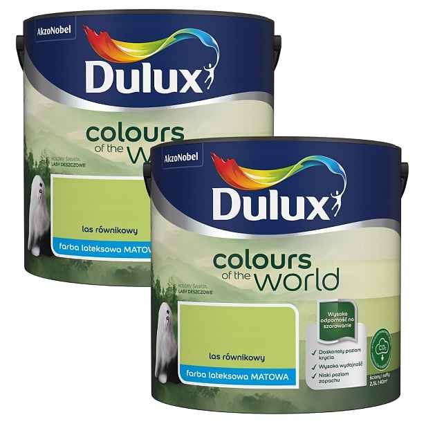 Set Dulux Barvy Světa 2x2,5L Barva Emulze Rovníkový Les 5L