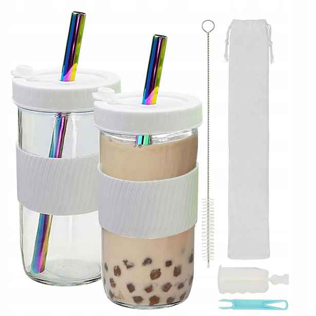 Skleněný hrnek na bubble tea smoothie boba cup sada 2 kusů 720 ml