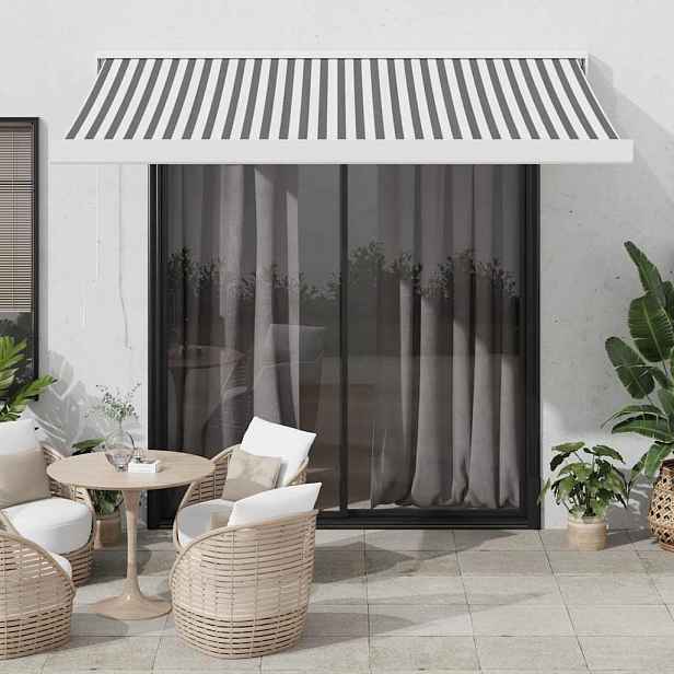 vidaXL Stahovací markýza Antracitová a bílá 350 x 250 cm Textil a kov