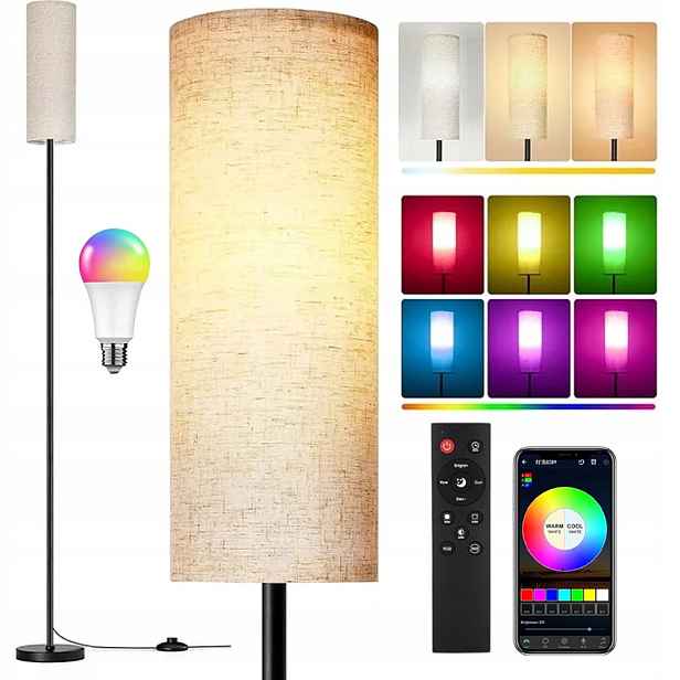Stojací Lampa Boho S Jutovým Stínítkem, Přírodní Stínidlo, 173 CM