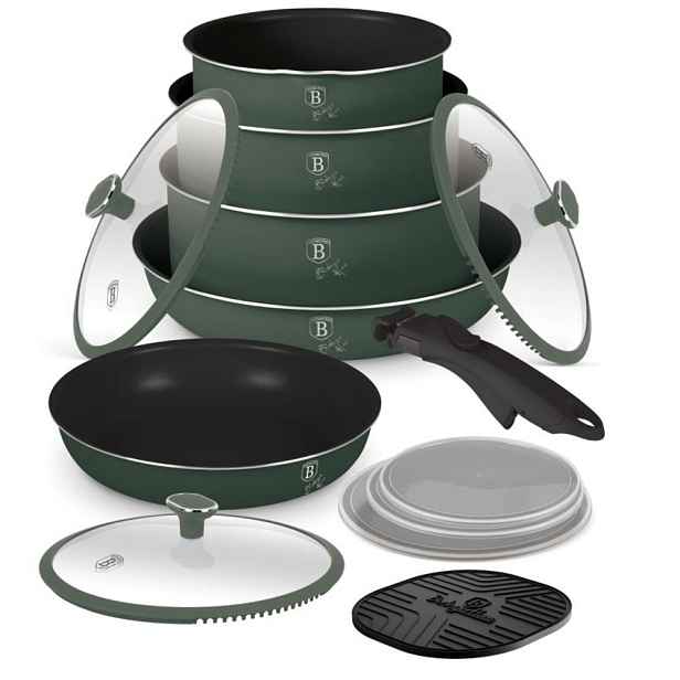 BERLINGERHAUS Sada nádobí s titanovým povrchem 13 ks Matte Green Collection BH-8423