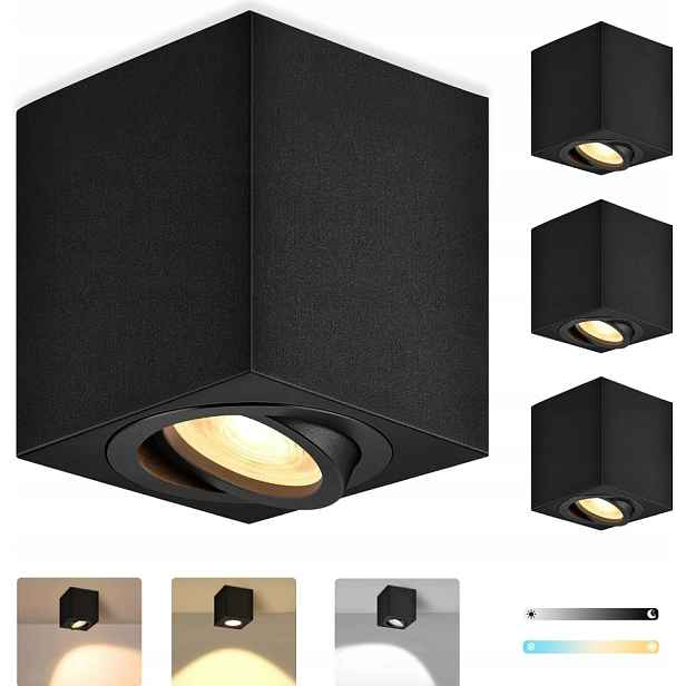 GeyouLux 4x čtvercový stropní reflektor, Ø 80 x 50 mm