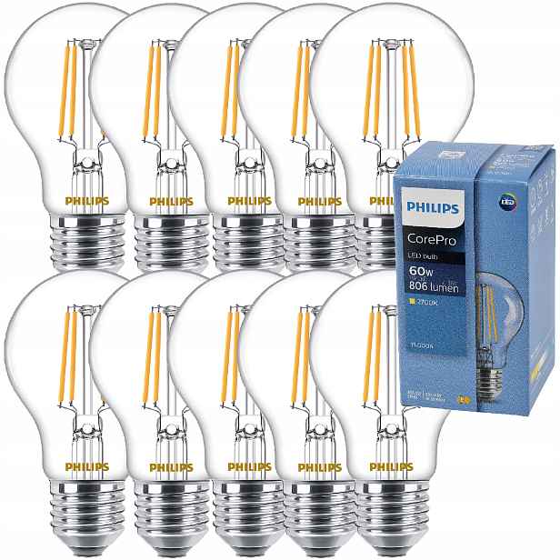 Philips Led žárovka E27 7W 60W 806lm 115lm/W 2700K Dekorativní žárovka 10x