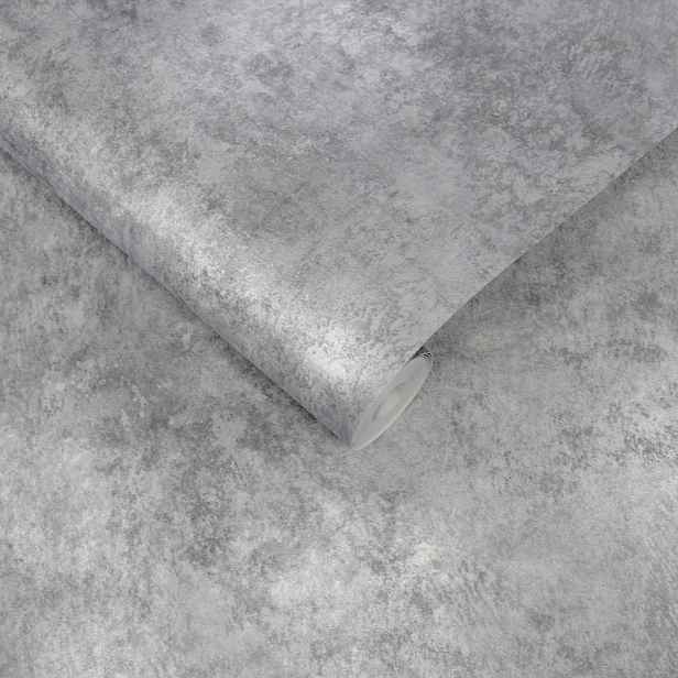 Šedá Tapeta Na Flizelině, Vzor Beton, Stříbrné Oděrky