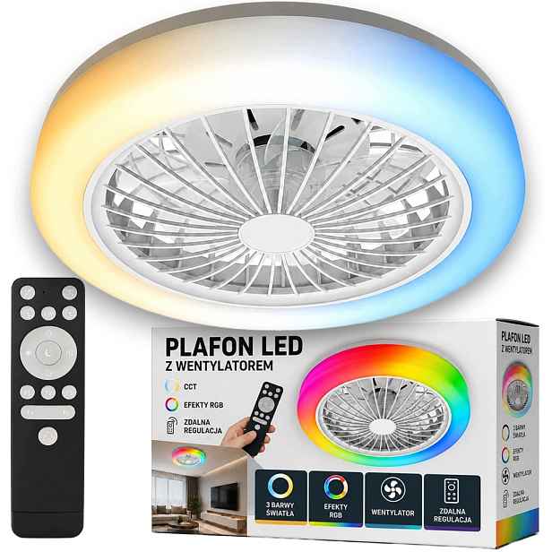 Stropní ventilátor s Led lampou stropní svítidlo Led Magic Rgb Cct paměť dálkový ovladač bílý