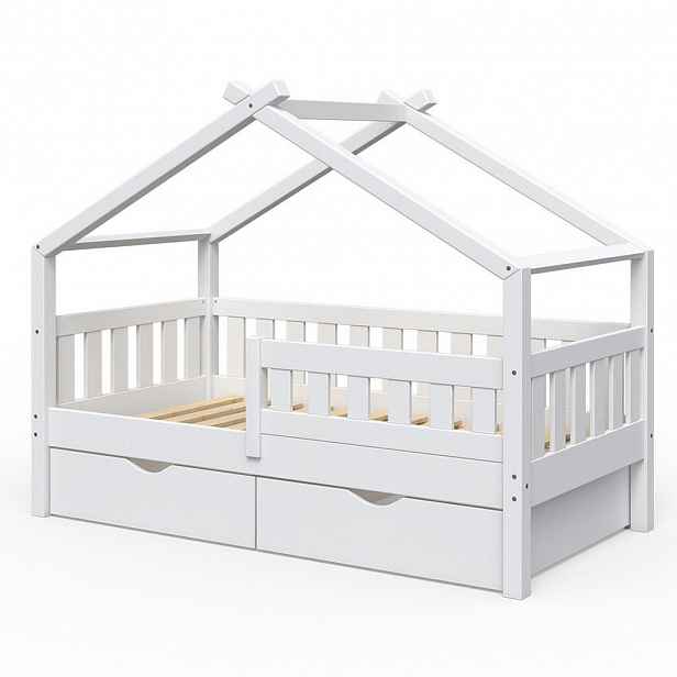 VitaliSpa DOMEČKOVÁ POSTEL Design Bílá 80x160 cm se 2 zásuvkami