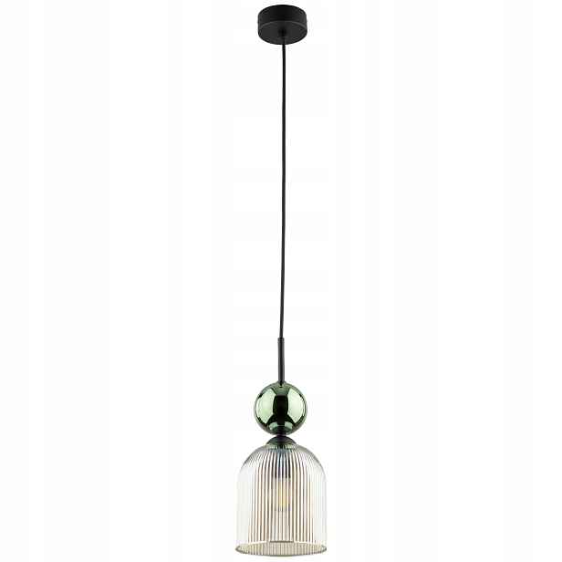 Závěsná lampa Sophia černá zelená stínidlo béžová 1xE14 13 cm Moderní