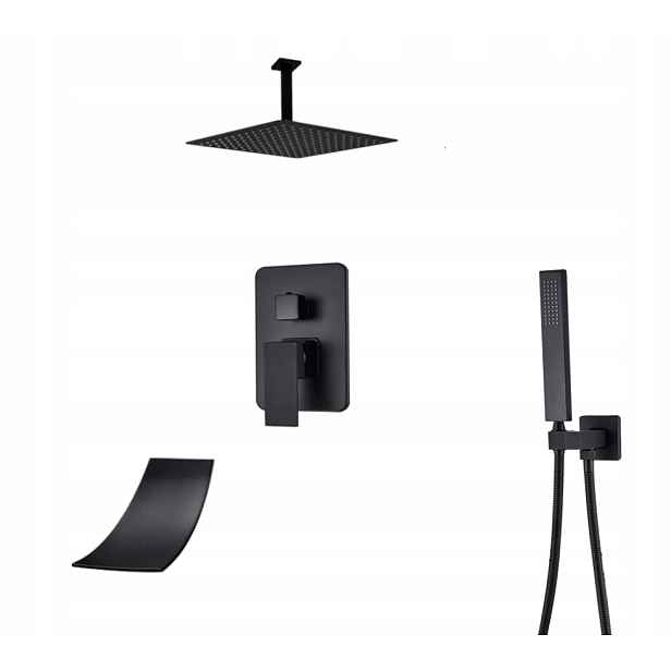 Podomítkový Set Černý Matný Vývod Vodopád Box 20 CM