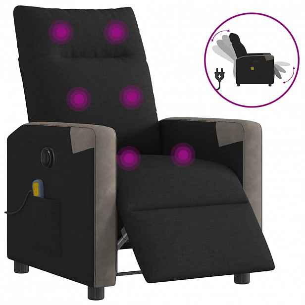 vidaXL Elektrické masážní polohovací křeslo černé textil